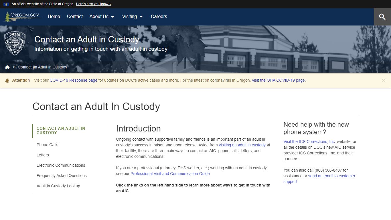 Department of Corrections - Oregon.gov : State of Oregon